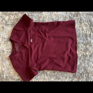 FIGS Burgundy one pocket scrub top size medium